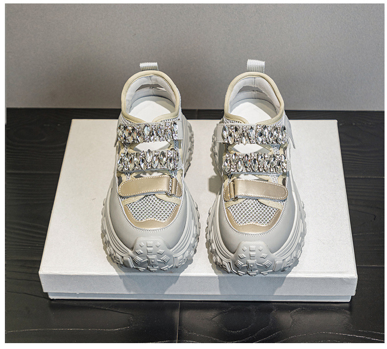 Giày sneaker nữ đế dày lưới rỗng đính đá thoáng khí thời trang đa năng — M2598 màu trắng, M2598 màu xám chi tiết 16