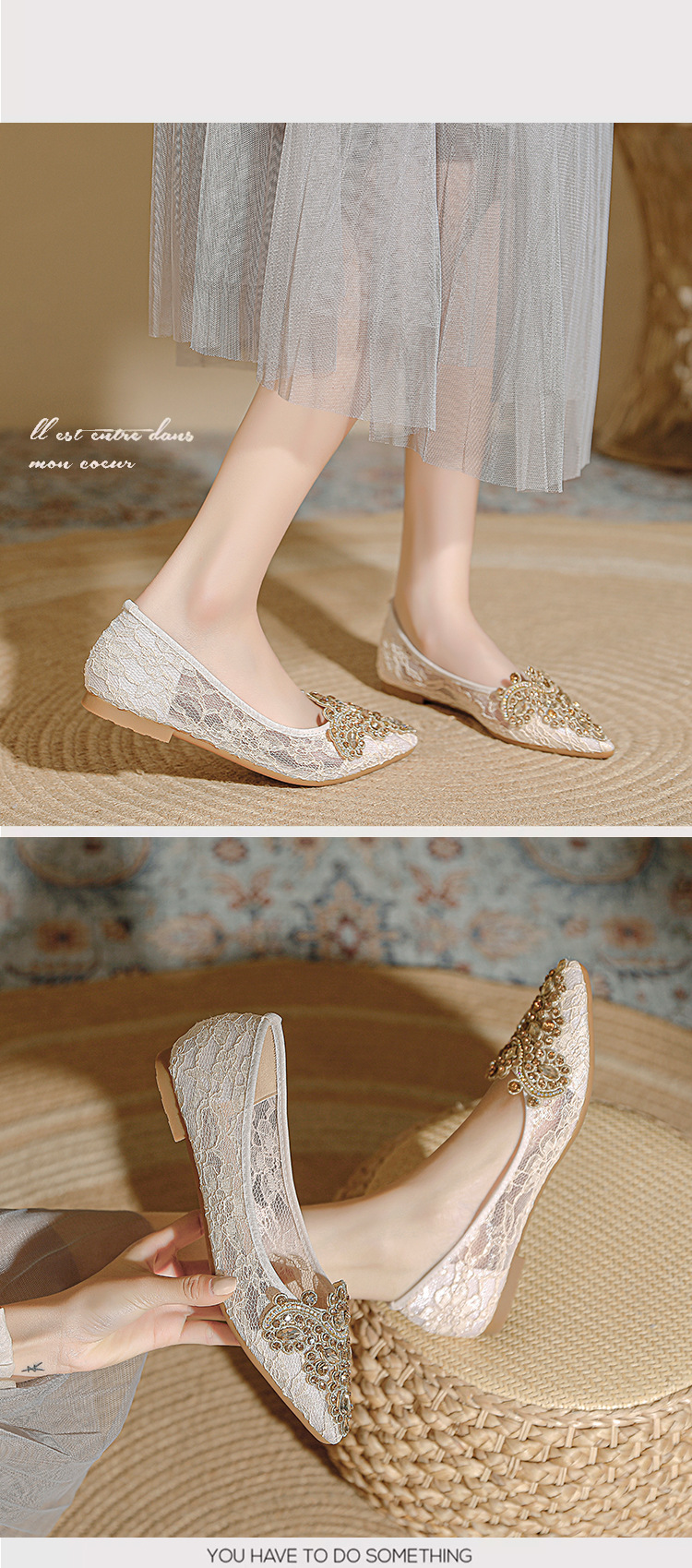 Women's Elegant Solid Color Rhinestone Point Toe Flats display picture 9