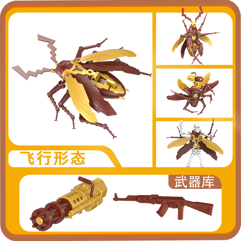 Transfronterizo doble cola de caballo cucaracha pesada multiarticulado movible ensamblaje de bloques de construcción modelo humano adornos juguetes regalos al por mayor