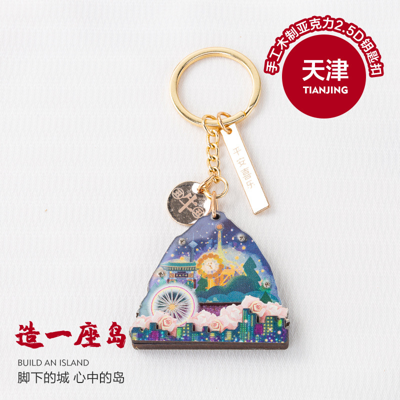 原创天津钥匙扣古文化街天津之眼姓氏百家姓祝福旅游纪念挂件
