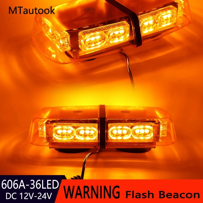 36LED36W Автомобильная вспышка сигнальная лампа потолочный светильник Инженерная крыша автомобиля короткий ряд длинный ряд стробоскоп желтый свет