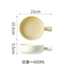 Bowl with handle - glossy cream white