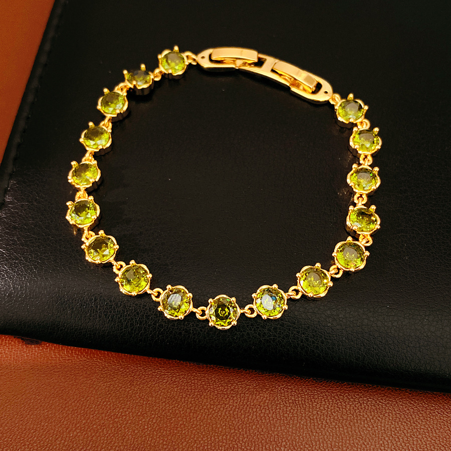 18 quilates de oro real pulsera de fichaje de piedra de diamante pulsera de lujo ligera nicho pulsera de alta calidad temperamento joyería de moda