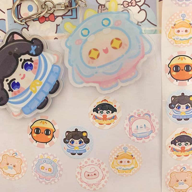 卵仔パーティーシールかわいい貼り絵幼稚園シール高颜値カップ手帳デスクトップ円形貼り500貼り|undefined