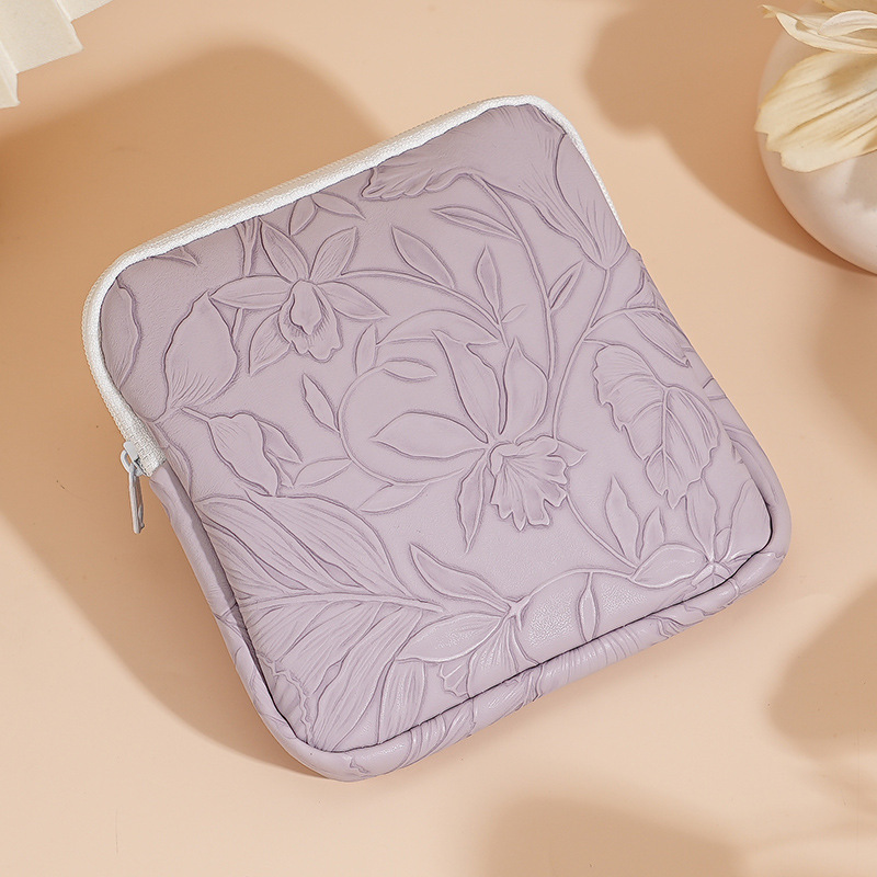 Bolsa de almacenamiento de toallas sanitarias de tía bolsa de almacenamiento de gran capacidad bolsa mensual estudiante portátil portátil adorable niña cuero PU