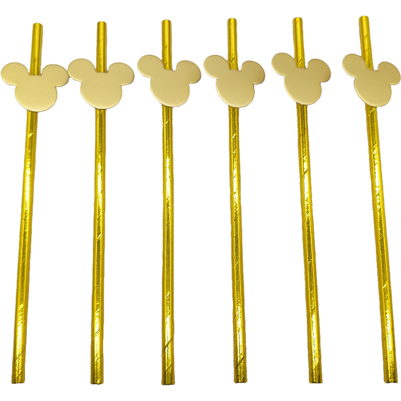 Tarjeta de celebridad en línea paja de papel degradable desechable limón sandía postre leche té fiesta paja decorativa