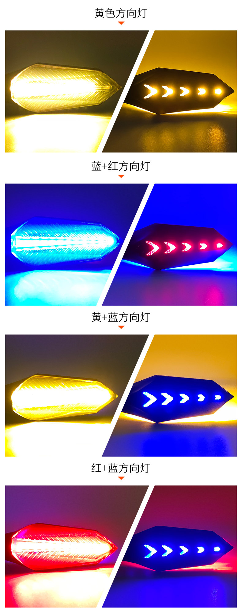 36-60V Wide Voltage Led Sequential Turn Signal Light, Suitable for Multi-Voltage Electric Scooter Modification Warning Turn Signal Light