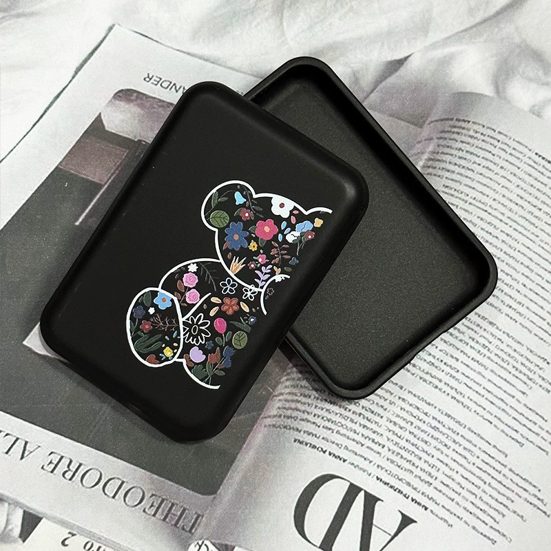 Apple совместимый аккумулятор, черный защитный чехол с зарядкой, с милыми медвежатами