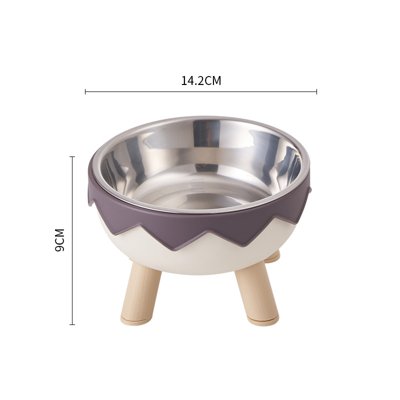 Tazón de pie alto para mascotas antideslizante y anti-derribado de acero inoxidable Tazón para perros para proteger la columna vertebral cervical Taza para gatos Tazón de huevos para mascotas Tazón único alto