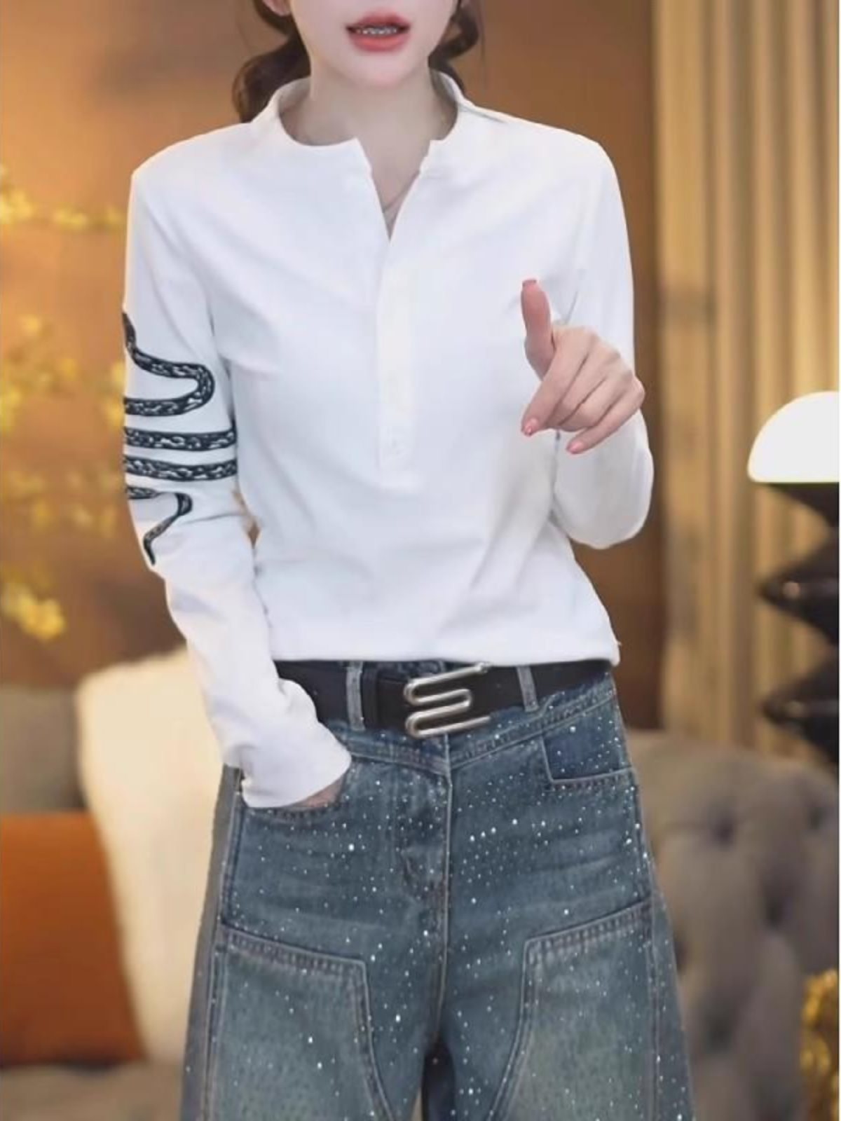 大码长袖t恤内搭打底衫女2025早秋新款胖mm设计感棉设计感上衣