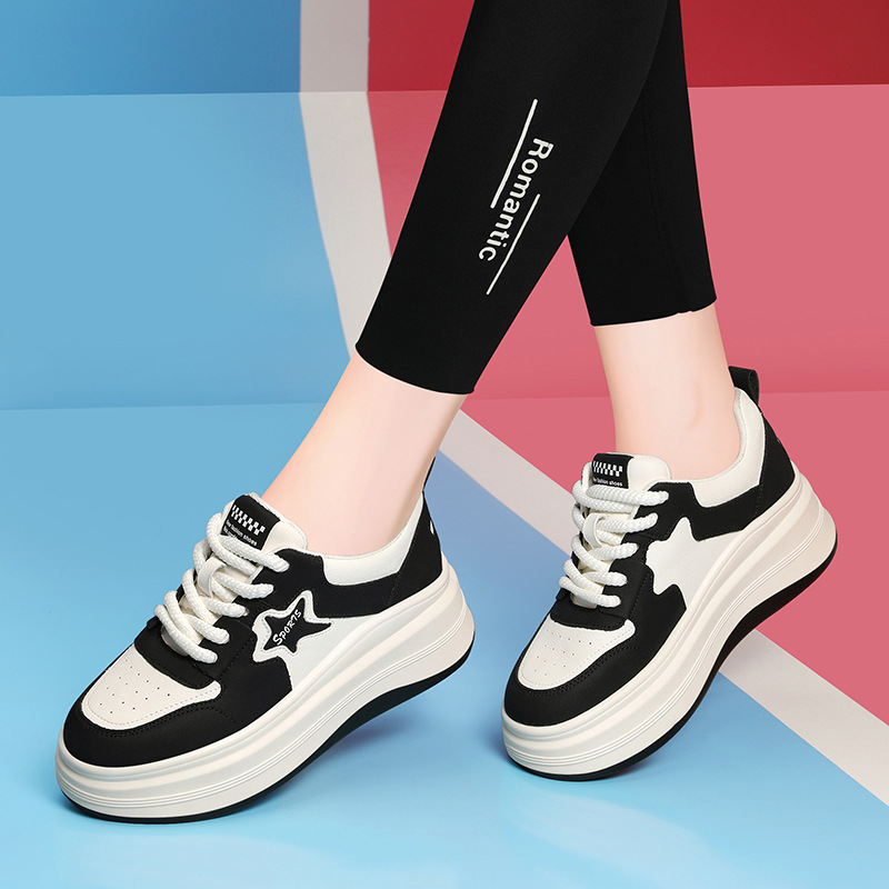 Genuine Leather Sneakers For Women 2024 Spring And Autumn New Platform Sole Non-Slip Lightweight Casual Versatile Women's White Shoes_vogvips.com