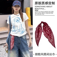 春夏复古腰果花丝巾女系腰三角巾头巾牛仔裤腰间配饰百搭屁帘领巾