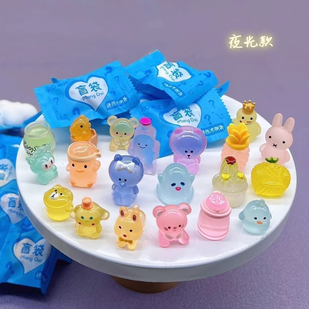 Luminoso animal bolsa ciega mini simulación conejito gatito modelo juguete para niños caja ciega recompensa regalo resplandor