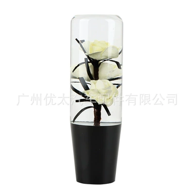 Car modification shift head Crystal Rose shift head shift handle head shift lever shift gear head shift lever head (Cab and accessories) - white-10cm