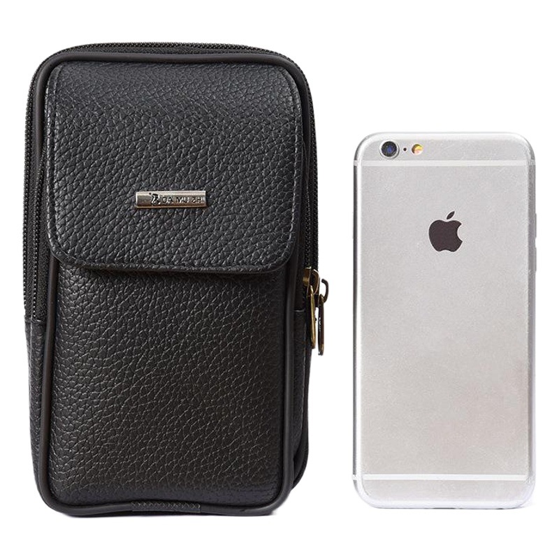 Cross-Border Leather Belt Waist Bag Men's Fashionable Vertical Wallet Middle-Aged and Elderly Outdoor Cowhide Mobile Phone Waist Bag Wholesale