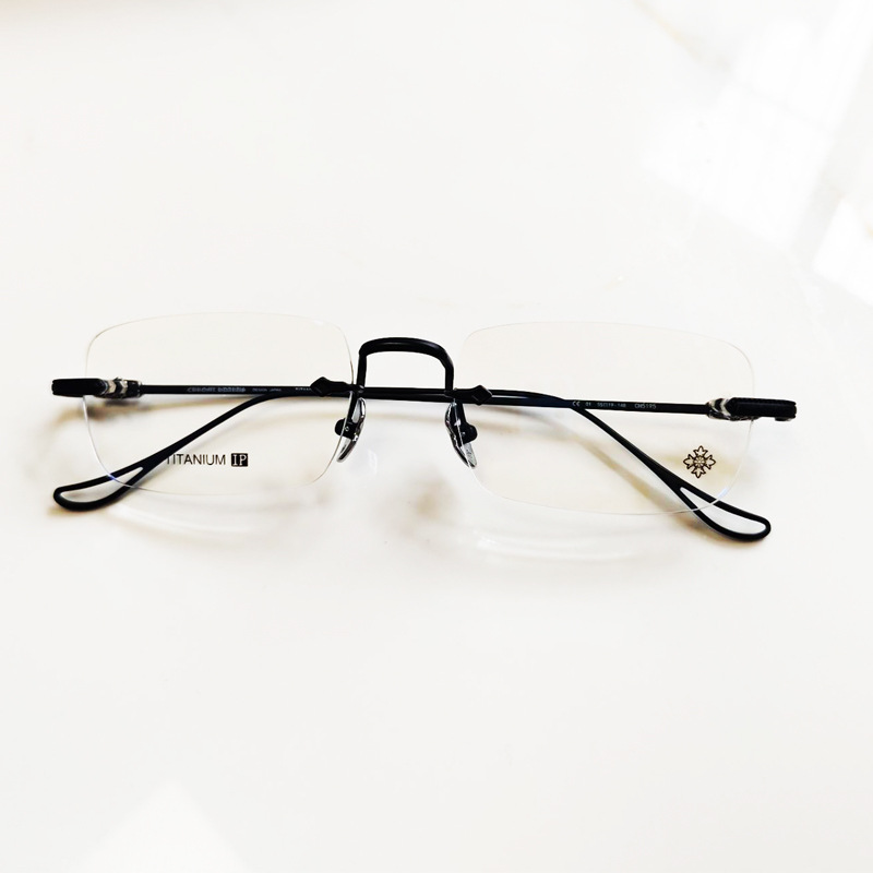Versatile Minimalist Frameless Pure Titanium Prescription Frames, Same Style As Wang Yibo's, Ultra-light Finished Optical Eyeglass Frames For_voghion.com
