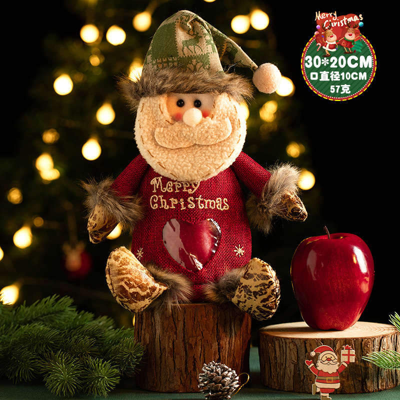 New Model Braided Zipper Apple Bag Christmas Decorations Santa Claus Snowman Reindeer Gift Bag Candy Bag