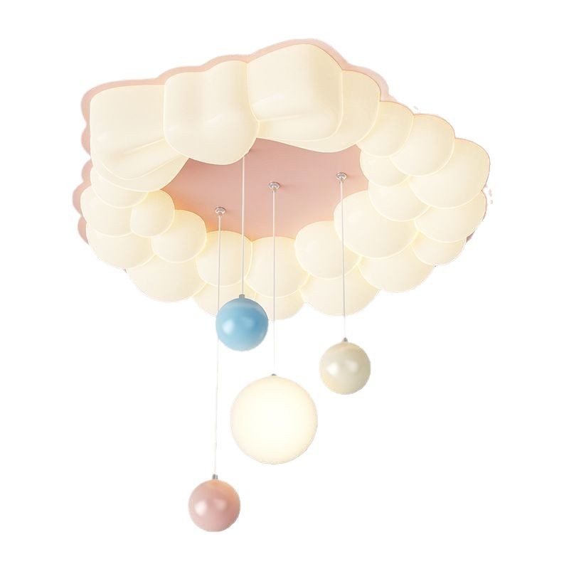 [Seleccionado] Habitación para niños, niño, niña, princesa, lámpara de habitación, protección ocular de espectro completo, lámpara de techo de burbujas de viento crema