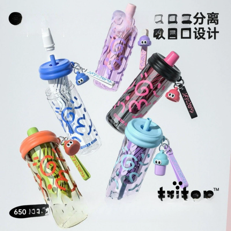 Чашка с соломинкой Cooking King из тритана для мальчиков и девочек с красивым внешним видом, новинка 2024 года, летняя портативная милая сопутствующая чашка для воды