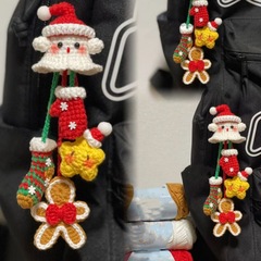ハロウィーンクリスマス帽精霊三眼仔幽霊鈴蘭ストラップ手作り編みdiy材料包送親友