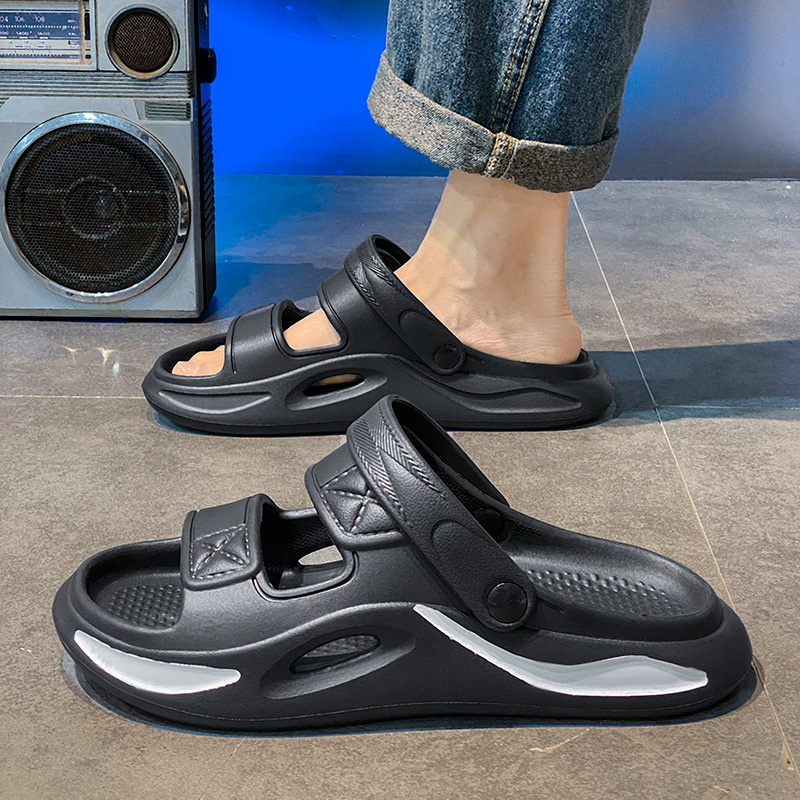 Zapatillas 2025 verano nuevo estilo hombre tendencia todo-fósforo casual hombre cómodo suela gruesa pisando mierda chanclas de alto valor
