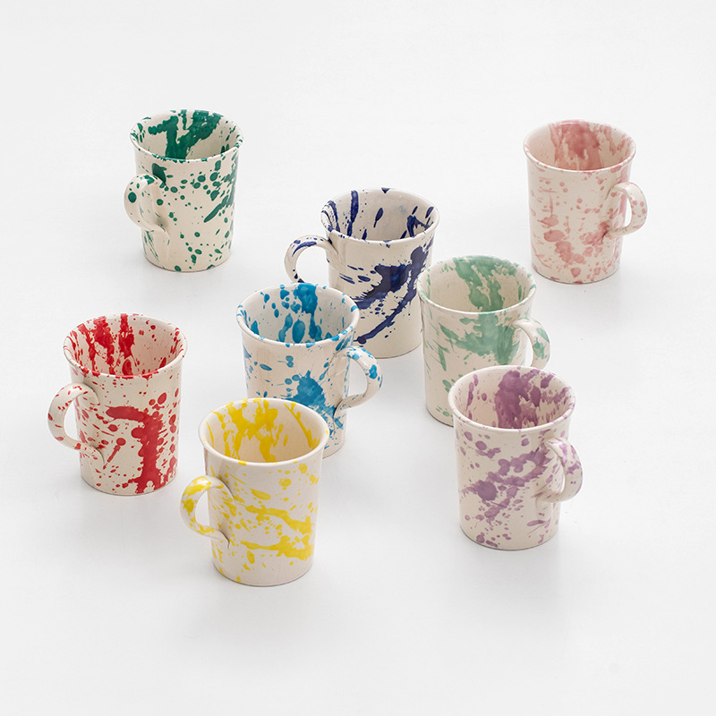 Clearance Sale Danish Familianna Splash-Ink Ceramic Mug Nordic Style Office Coffee Cup