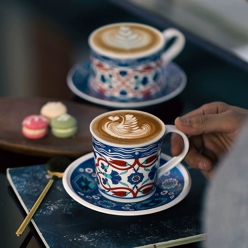 Набор для латте-арта из керамики в турецком стиле: чашка и блюдце, ретро-кружка для латте, подарочная коробка