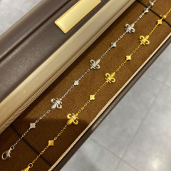 三花アイリスブレスレットレディース軽豪華小衆高級感レトロ高颜値ジュエリーS925シルバー金メッキ手飾り