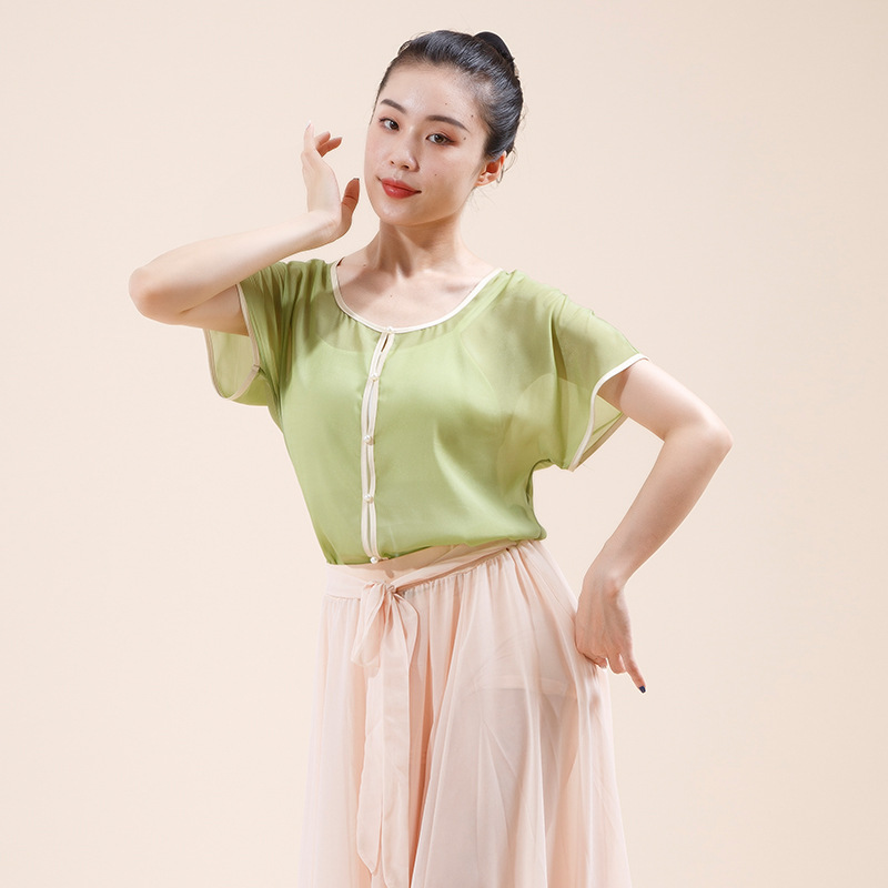 Classical Dance Costume Practice Clothes Women's Elegant Rhyme Shirt Fairy Tops Chinese Dance Folk Dance 2021 Performance