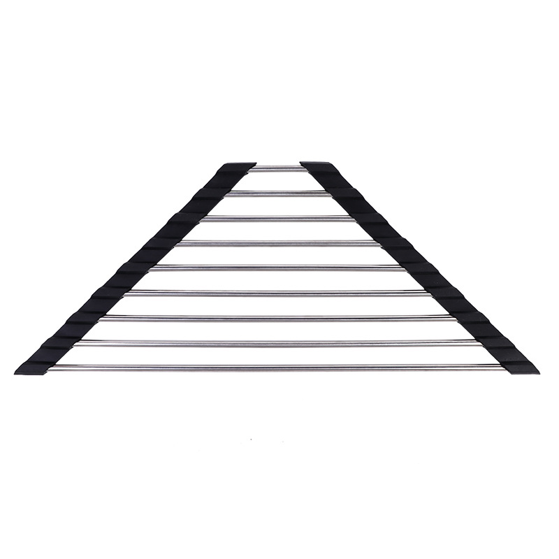 Fregadero de la cocina estante de drenaje fregadero plegable estante del filtro de agua estante de tazón triángulo estante de almacenamiento de acero inoxidable