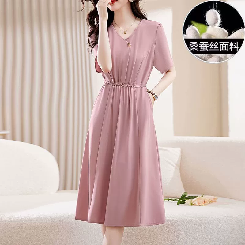 Летнее стильное брендовое шелковое платье, лето 2024, новый стиль, женская элегантная и элегантная юбка из тутового шелка