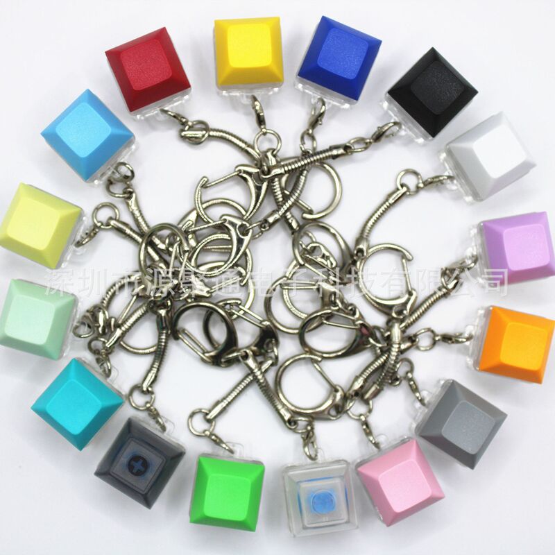 Color Small Square Sugar Decompression Toy Color Keycap Axis Test Pendant Color Press Luminous Decompression Keychain Pendant