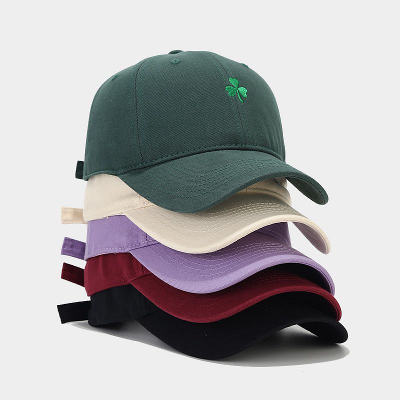 Estilo coreano nuevo trébol bordado gorra de béisbol superior suave de protección solar retro de las mujeres sombrero de sol de verano sombrero de pareja de todos los hombres
