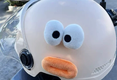 Sausage-shaped helmet decorations, cute and quirky accessories for electric scooters, motorcycles, and delivery helmets (Motosiklet dəbilqələri) - sausage-mouth-helmet-decoration-integrated-eyes-sausage-mouth-limited-time-offer