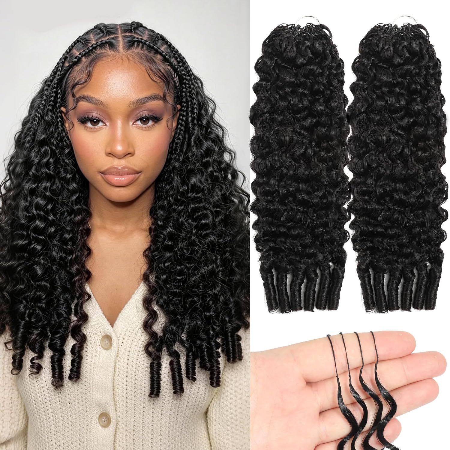 Cross-Border Hot-Selling Wigs, Feather Hair Extensions, Crochet Braids, Feather Crochet Deep Burmese Curly Synthetic Fiber