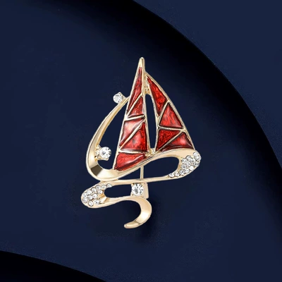 Yaxa sancaqları Women's Exquisite Enamel Sailing - red-sailing-brooch