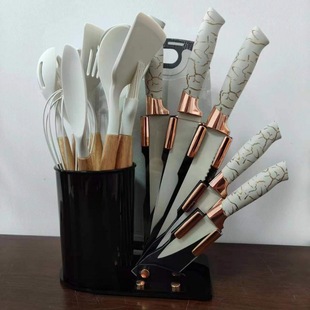 New silicone kitchenware 20-piece kitchen knives non-stick pan shovel soup spoon suit cooking tools cross-border supply