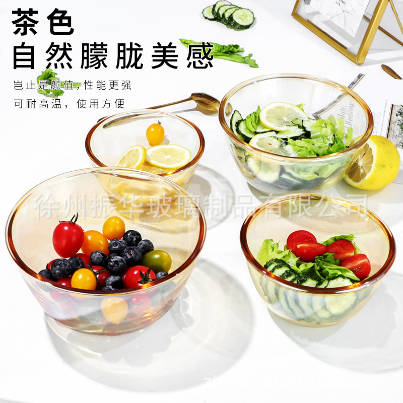 Nueva ensaladera de vidrio dorado hogar tazón para hornear horno de microondas resistente a altas temperaturas especial transparente y cuenca sopa