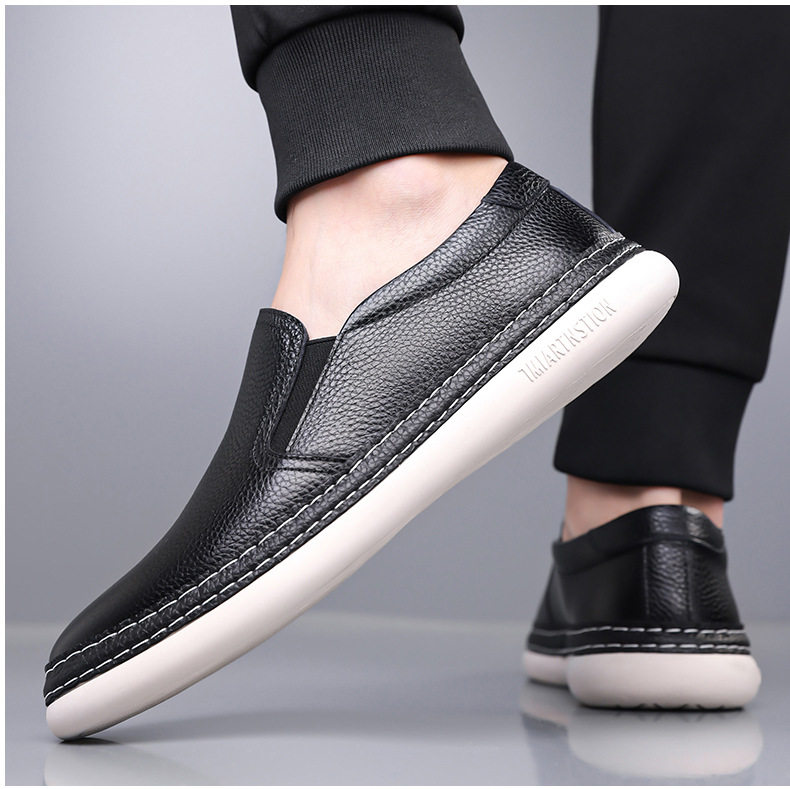 Giày lười nam da bò nguyên tấm kiểu mới, giày nam da thật đơn giản đa năng, gót thấp 1-3 cm — GX2516 màu trắng, GX2516 màu đen chi tiết 19