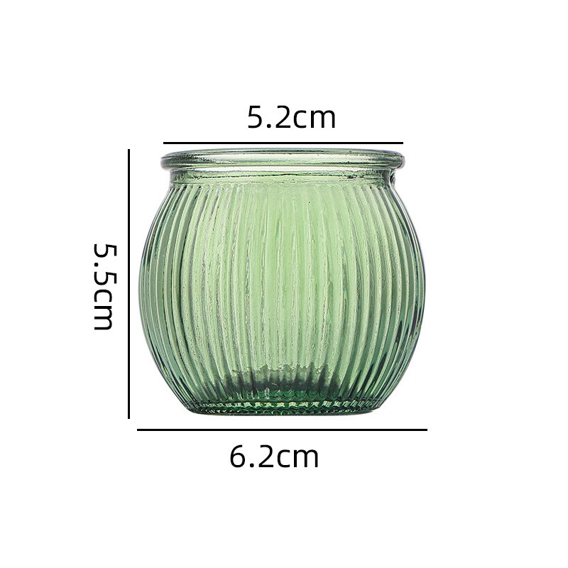 Transfronterizo Amazon para el conjunto de vela de vidrio en relieve, taza de cera de banana de color, candelabro a rayas, patrón de diamante