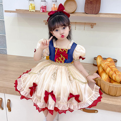 白雪女童公主裙2024夏季新款小女孩洛麗塔連衣裙周歲生日兒童禮服