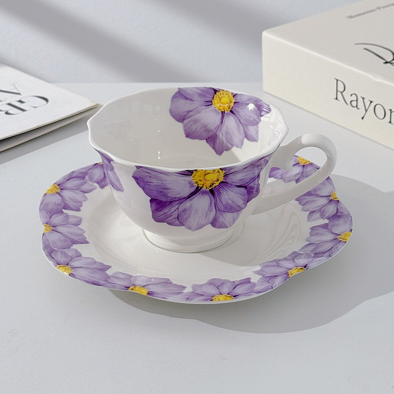 Taza de café y platillo Juego de cerámica Té de la tarde Hogar de alta gama Estilo pastoral Cerámica Taza de café Plato de punto Plato