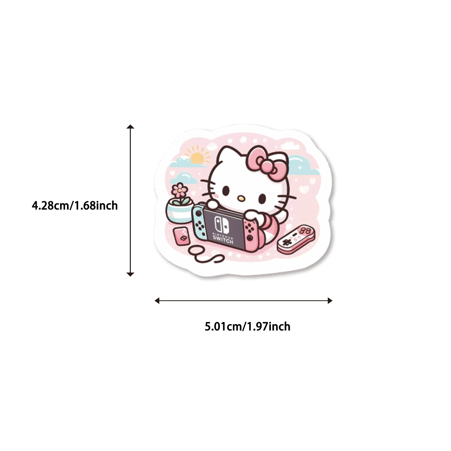 Набор наклеек (Hello Kitty) с милыми рисунками: телефон, скейтборд, гитара, 9×8 см
