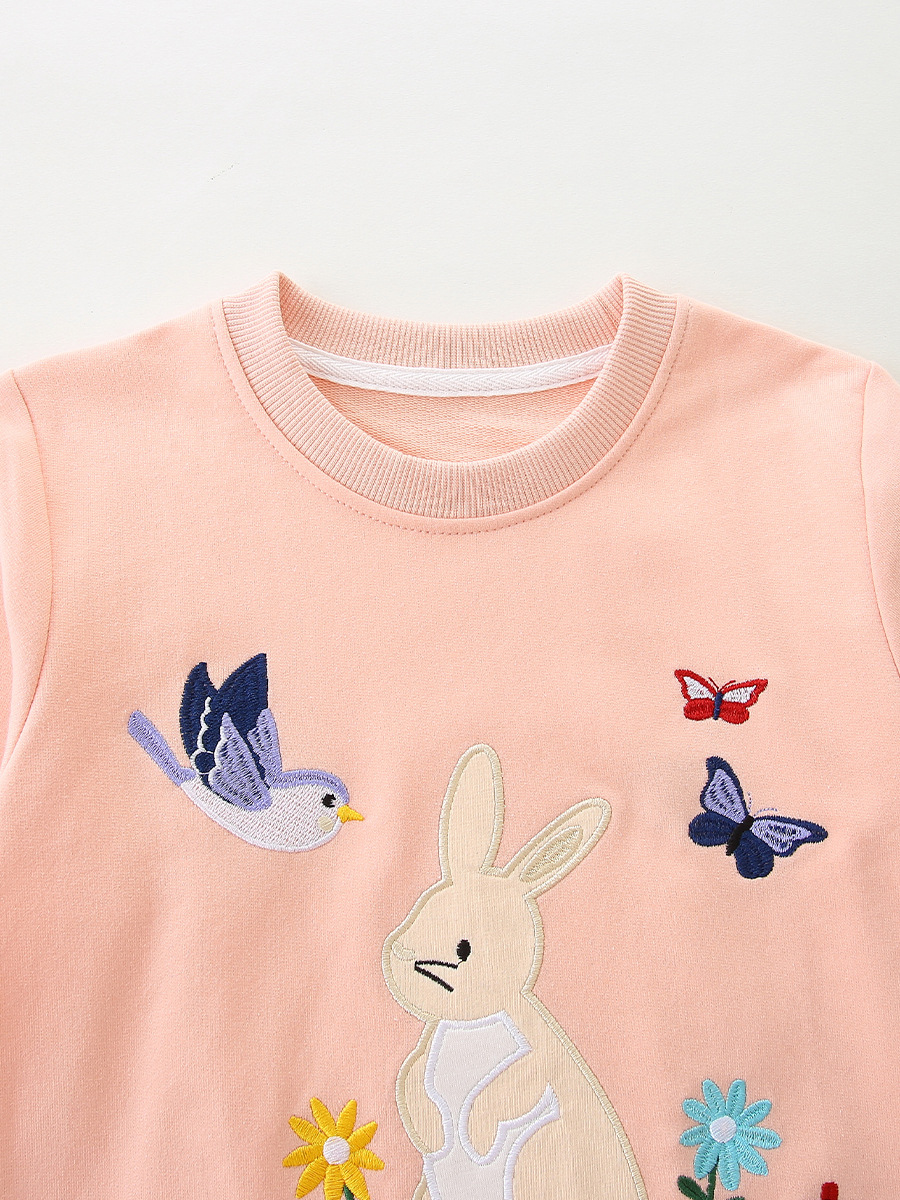 Suéter de niña bordado de conejo de moda de estilo europeo y americano otoño nuevo suéter para niños suéter de punto de algodón para niños pequeños y medianos image 5