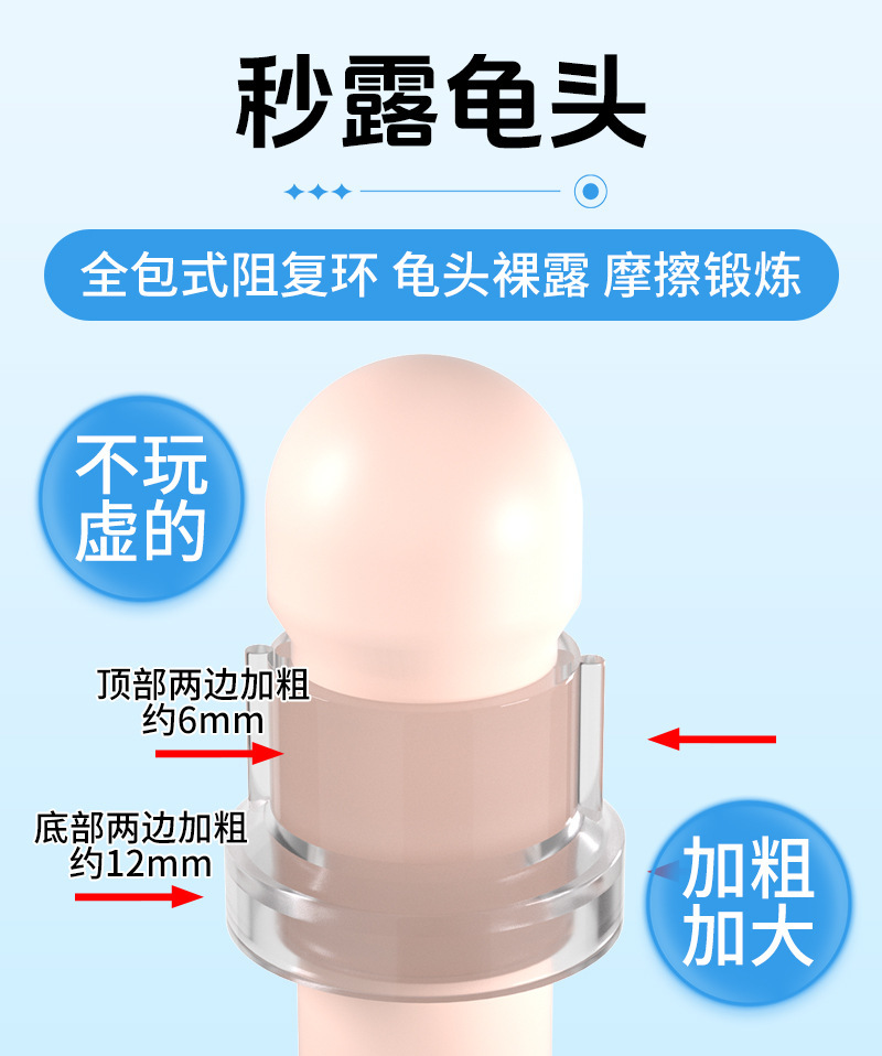 TPE Foreskin Correction Ring, Glans Barrier Design, Transparent Black & Clear, Slip-on Fit — detail image 4