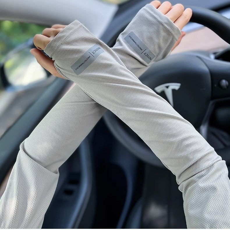 UPF50 + hielo protector solar seda de hielo protector solar mangas para hombres y mujeres transpirables conducir al aire libre