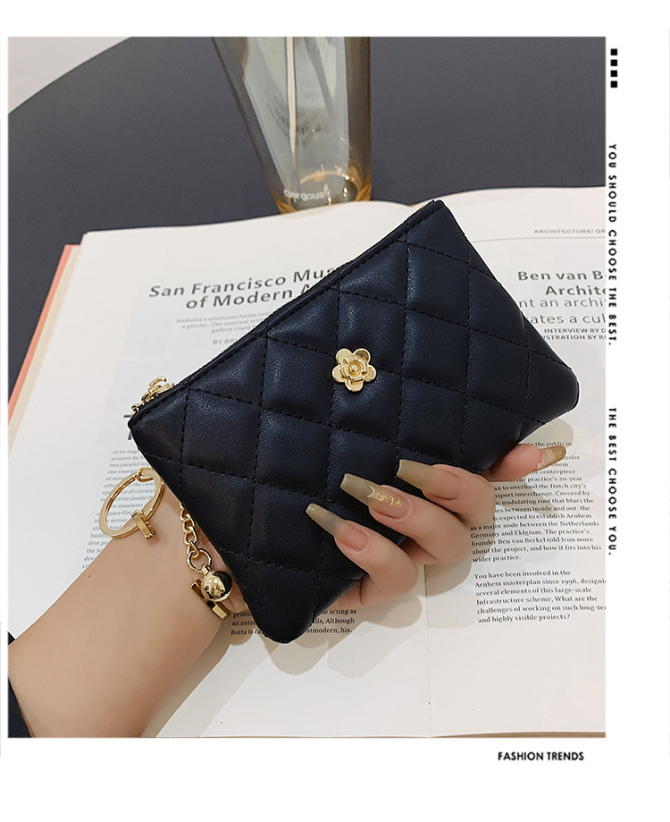 2023 kleine Brieftasche für Damen, kurzer Abschnitt, dünn, neuer Führerschein, Schlüsseltasche, Kartenhalter, Kamelie-Diamant-Reißverschluss, Münztasche_voghion.com