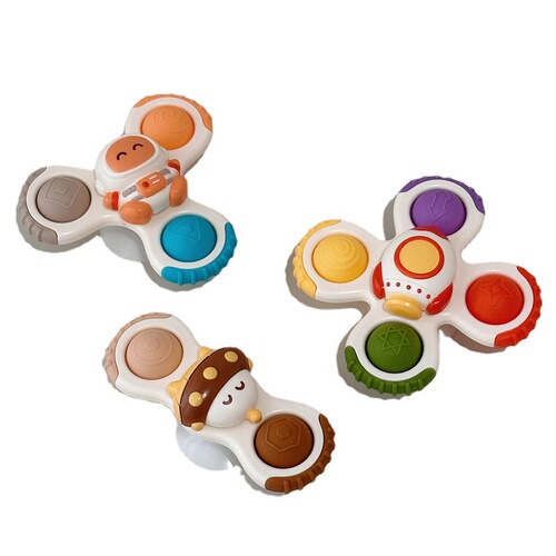 Cross-border rotating flower space baby dining table suction cup spinning bubble fun infant and child fidget spinner toy