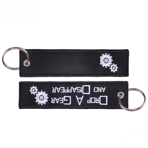 Black and White Textured Drop A Gear Keychain Embroidery Keychain Decor for Cars and Motorcycles Gift