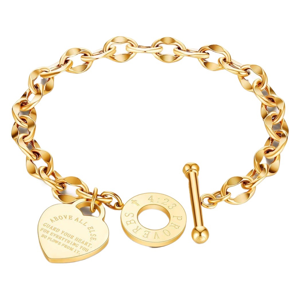 Nueva pulsera de acero de titanio estilo INS con diseño de nicho para mujer, pulsera con hebilla OT en forma de corazón, pulsera de acero inoxidable con forma de corazón, joyería de lujo ligero.